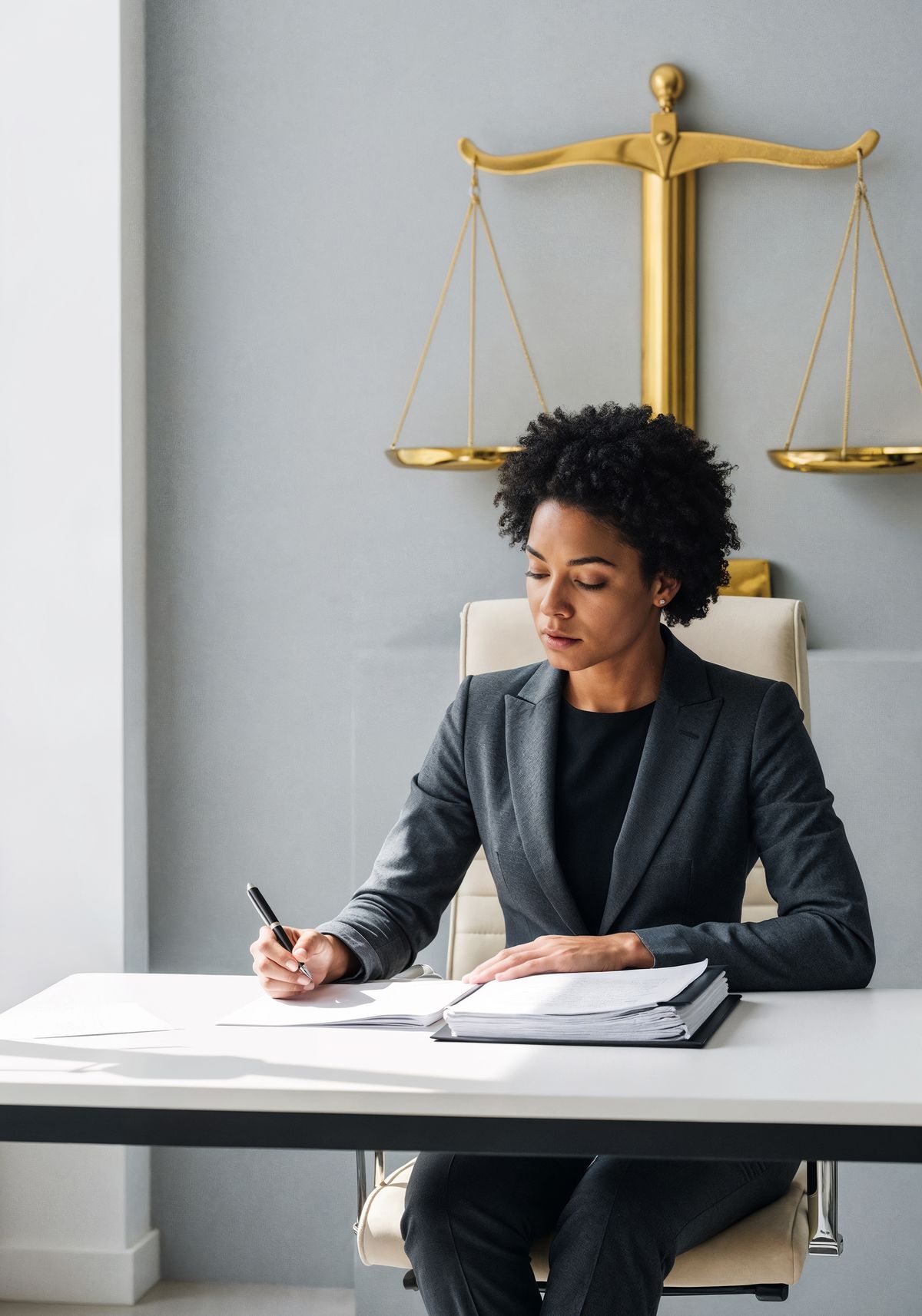 Lawyer working at her desk